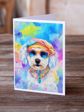 Load image into Gallery viewer, Bichon Frise Hippie Dawg Greeting Cards - Blank Note Cards – 8-Pack of Artist-Designed Cards with Envelopes