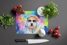 Load image into Gallery viewer, Bichon Frise Hippie Dawg Glass Cutting Boards – Durable, Decorative Kitchen Art Large