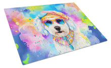 Load image into Gallery viewer, Bichon Frise Hippie Dawg Glass Cutting Boards – Durable, Decorative Kitchen Art Large
