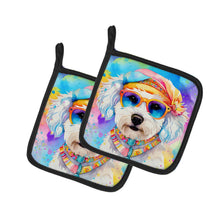 Load image into Gallery viewer, Bichon Frise Hippie Dawg Pot Holders - Set of 2 Decorative Kitchen Helpers | Made in the USA