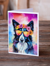 Load image into Gallery viewer, Border Collie Hippie Dawg Greeting Cards - Blank Note Cards – 8-Pack of Artist-Designed Cards with Envelopes