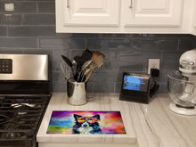 Load image into Gallery viewer, Border Collie Hippie Dawg Glass Cutting Boards – Durable, Decorative Kitchen Art Large