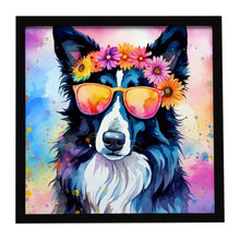 Load image into Gallery viewer, Border Collie Hippie Dawg Framed Metal Print