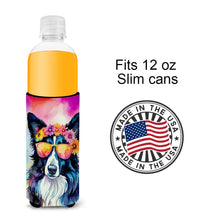 Load image into Gallery viewer, Border Collie Hippie Dawg Slim Can Huggers – Fun, Functional Drink Coolers for Every Occasion