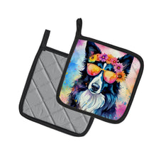 Load image into Gallery viewer, Border Collie Hippie Dawg Pot Holders - Set of 2 Decorative Kitchen Helpers | Made in the USA