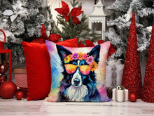 Load image into Gallery viewer, Border Collie Hippie Dawg Throw Pillow - 14x14 Decorative Pillow – Art for Your Home &amp; Patio