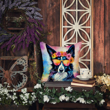 Load image into Gallery viewer, Border Collie Hippie Dawg Throw Pillow - 14x14 Decorative Pillow – Art for Your Home &amp; Patio