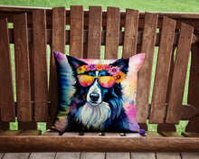 Load image into Gallery viewer, Border Collie Hippie Dawg Throw Pillow - 14x14 Decorative Pillow – Art for Your Home &amp; Patio