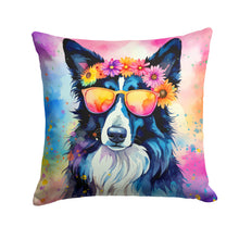 Load image into Gallery viewer, Border Collie Hippie Dawg Throw Pillow - 14x14 Decorative Pillow – Art for Your Home &amp; Patio