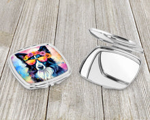 Load image into Gallery viewer, Border Collie Hippie Dawg Compact Mirror – Stylish Purse Mirror with Artistic Covers
