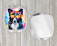 Load image into Gallery viewer, Border Collie Hippie Dawg Compact Mirror – Stylish Purse Mirror with Artistic Covers