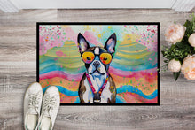 Load image into Gallery viewer, Boston Terrier Hippie Dawg Doormat - 18X27 Indoor / Outdoor Rug | Made in USA