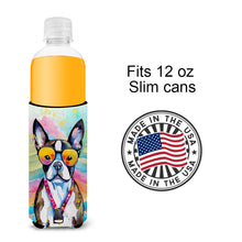 Load image into Gallery viewer, Boston Terrier Hippie Dawg Slim Can Huggers – Fun, Functional Drink Coolers for Every Occasion
