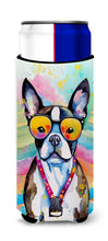Load image into Gallery viewer, Boston Terrier Hippie Dawg Slim Can Huggers – Fun, Functional Drink Coolers for Every Occasion