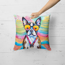 Load image into Gallery viewer, Boston Terrier Hippie Dawg Fabric Decorative Pillow