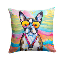 Load image into Gallery viewer, Boston Terrier Hippie Dawg Fabric Decorative Pillow