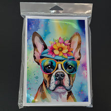 Load image into Gallery viewer, Boston Terrier Hippie Dawg Greeting Cards - Blank Note Cards – 8-Pack of Artist-Designed Cards with Envelopes