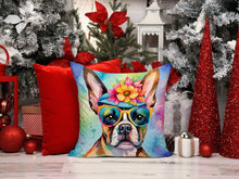 Load image into Gallery viewer, Boston Terrier Hippie Dawg Fabric Decorative Pillow