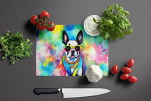 Load image into Gallery viewer, Boston Terrier Hippie Dawg Glass Cutting Boards – Durable, Decorative Kitchen Art Large