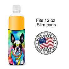 Load image into Gallery viewer, Boston Terrier Hippie Dawg Slim Can Huggers – Fun, Functional Drink Coolers for Every Occasion