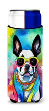 Load image into Gallery viewer, Boston Terrier Hippie Dawg Slim Can Huggers – Fun, Functional Drink Coolers for Every Occasion