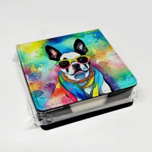 Load image into Gallery viewer, Boston Terrier Hippie Dawg PU Leather Note Paper Holder