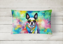 Load image into Gallery viewer, Boston Terrier Hippie Dawg Fabric Decorative Pillow