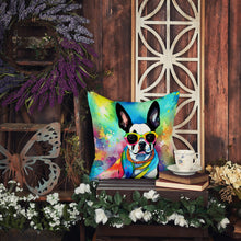 Load image into Gallery viewer, Boston Terrier Hippie Dawg Fabric Decorative Pillow