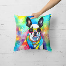 Load image into Gallery viewer, Boston Terrier Hippie Dawg Fabric Decorative Pillow