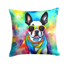 Load image into Gallery viewer, Boston Terrier Hippie Dawg Fabric Decorative Pillow