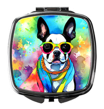 Load image into Gallery viewer, Boston Terrier Hippie Dawg Compact Mirror – Stylish Purse Mirror with Artistic Covers