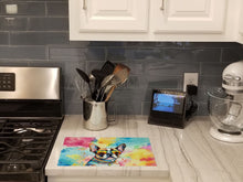 Load image into Gallery viewer, Boston Terrier Hippie Dawg Glass Cutting Boards – Durable, Decorative Kitchen Art Large