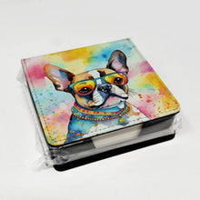Load image into Gallery viewer, Boston Terrier Hippie Dawg PU Leather Note Paper Holder