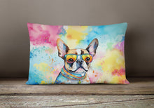 Load image into Gallery viewer, Boston Terrier Hippie Dawg Fabric Decorative Pillow