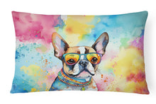 Load image into Gallery viewer, Boston Terrier Hippie Dawg Fabric Decorative Pillow
