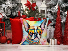 Load image into Gallery viewer, Boston Terrier Hippie Dawg Throw Pillow - 14x14 Decorative Pillow – Art for Your Home &amp; Patio