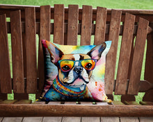 Load image into Gallery viewer, Boston Terrier Hippie Dawg Throw Pillow - 14x14 Decorative Pillow – Art for Your Home &amp; Patio