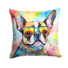Load image into Gallery viewer, Boston Terrier Hippie Dawg Throw Pillow - 14x14 Decorative Pillow – Art for Your Home &amp; Patio