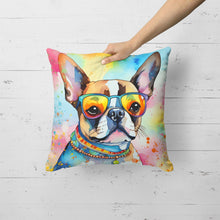 Load image into Gallery viewer, Boston Terrier Hippie Dawg Fabric Decorative Pillow