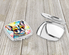 Load image into Gallery viewer, Boston Terrier Hippie Dawg Compact Mirror – Stylish Purse Mirror with Artistic Covers