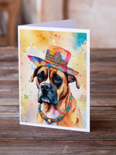 Load image into Gallery viewer, Boxer Hippie Dawg Greeting Cards - Blank Note Cards – 8-Pack of Artist-Designed Cards with Envelopes