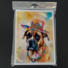 Load image into Gallery viewer, Boxer Hippie Dawg Greeting Cards - Blank Note Cards – 8-Pack of Artist-Designed Cards with Envelopes