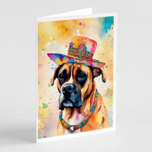 Load image into Gallery viewer, Boxer Hippie Dawg Greeting Cards - Blank Note Cards – 8-Pack of Artist-Designed Cards with Envelopes