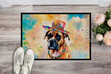Load image into Gallery viewer, Boxer Hippie Dawg Doormat - 24x36 Decorative Floor Mat – Indoor/Outdoor Rug with Artistic Flair