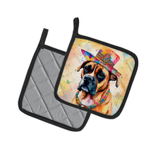 Load image into Gallery viewer, Boxer Hippie Dawg Pot Holders - Set of 2 Decorative Kitchen Helpers | Made in the USA