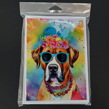 Load image into Gallery viewer, Boxer Hippie Dawg Greeting Cards - Blank Note Cards – 8-Pack of Artist-Designed Cards with Envelopes