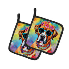 Load image into Gallery viewer, Boxer Hippie Dawg Pot Holders - Set of 2 Decorative Kitchen Helpers | Made in the USA
