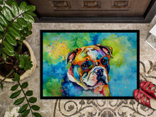 Load image into Gallery viewer, English Bulldog Hippie Dawg Doormat - 24x36 Decorative Floor Mat – Indoor/Outdoor Rug with Artistic Flair