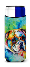 Load image into Gallery viewer, English Bulldog Hippie Dawg Slim Can Huggers – Fun, Functional Drink Coolers for Every Occasion