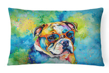 Load image into Gallery viewer, English Bulldog Hippie Dawg Fabric Decorative Pillow